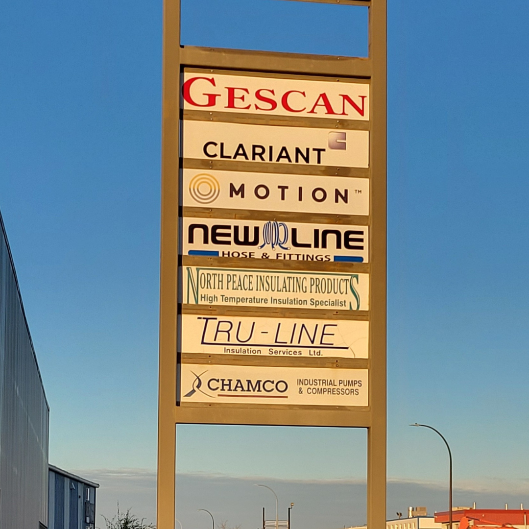 Motion logo on Grande Prairie pylon sign third from top.